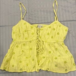 Yellow Floral Women Top American Eagle